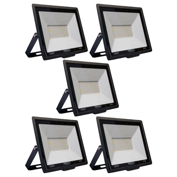 Kit 5 Refletores De Led 100w Fortled