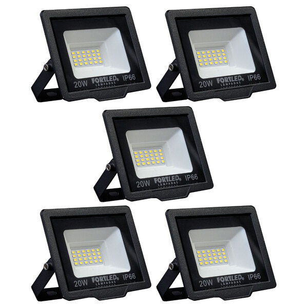 Kit 5 Refletores De Led 20w  Fortled