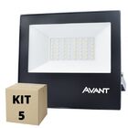 Kit 5 Refletores Led Smd 10w Avant 6500w Ip66 Branco Frio