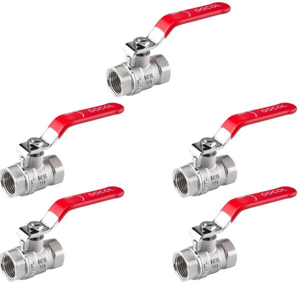 Kit 5 Registros Esfera Docol 1/2  Cromado Alavanca Vermelha