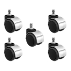 Kit 5 Rodinhas Cromado Cadeira Anti Risco Roda Silicone Pu