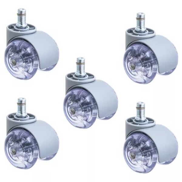 Kit 5 Rodinhas Para Cadeira De Escritório Silicone Cinza