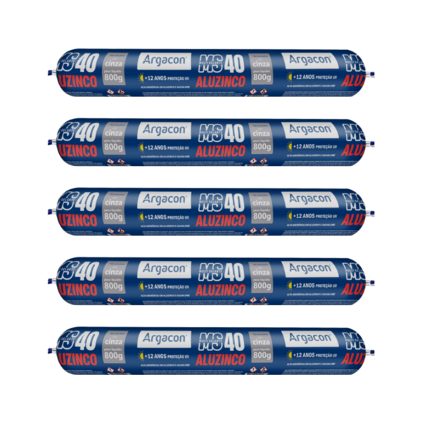 Kit 5 Selante Aluzinco Argacon Ms40 Cinza 800g Alta Aderência