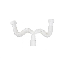 Kit 5 Sifão Sanfonado Plástico Duplo Branco - Plasbohn