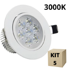 Kit 5 Spot De Led Embutir 15w Redondo 3000k Branco Md1014