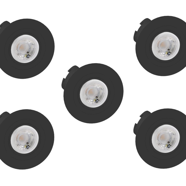 Kit 5 Spot Embutir Mr11 Redondo Preto Face Plana - Saveenergy