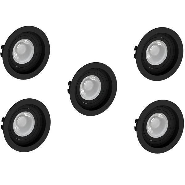 Kit 5 Spot Embutir Mr16 Redondo Preto Recuado - Saveenergy
