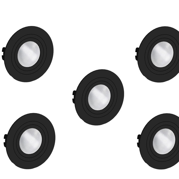 Kit 5 Spot Embutir Par20 Redondo Preto Face Plana - Saveenergy