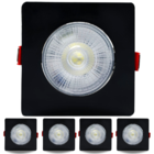 Kit 5 Spot Led 5w Luz Branco Quente De Embutir Quadrada Preto