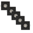Kit 5 Spot Led Deep 5w 6500k Quadrado Preto Embutir - Áreas I