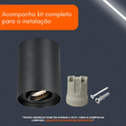 Kit 5 Spot Sobrepor Fixo Redondo Direcionável P/ Par20 Preto