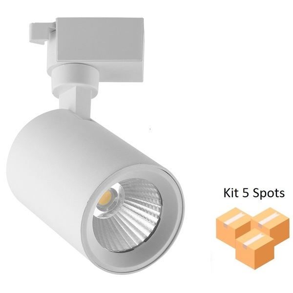 Kit 5 Spots Para Trilho 10w 4000k Bivolt Branco