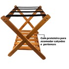 Kit 5 Suporte De Mala Madeira Com Prateleira Sapateira Hotel
