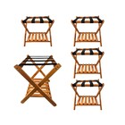 Kit 5 Suporte De Mala Madeira Com Prateleira Sapateira Hotel