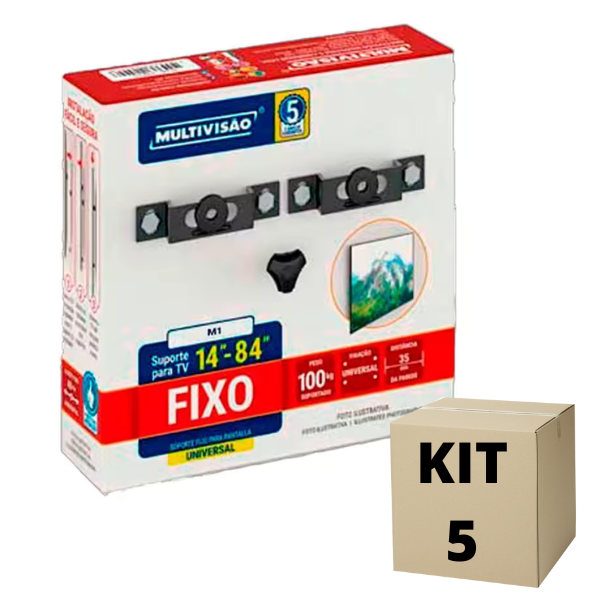 Kit 5 Suporte Fixo Tv 14 A 84 Multivisão Até 100kg Md1010