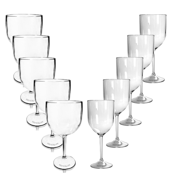 Kit 5 Taças Gin E 5 Taças Vinho Acrílico Krystalon