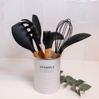 Kit 5 Talheres Em Bambu E Silicone Utensílio De Cozinha Yoi P