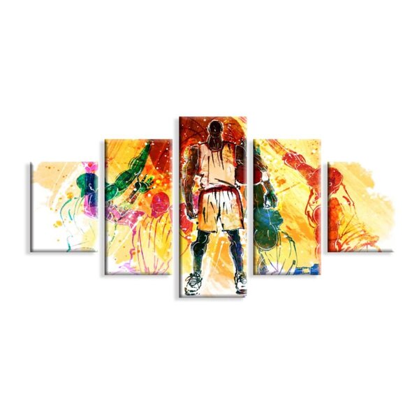 Kit 5 Telas Decorativas Basquete Abstrato Colorido