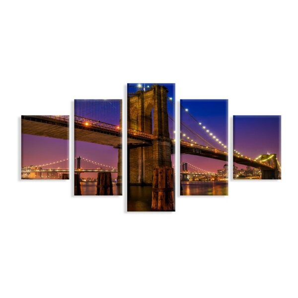 Kit 5 Telas Decorativas Ponte Do Brooklyn Noite