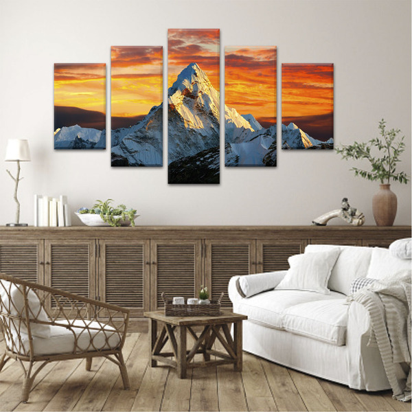 Kit 5 Telas Quadros Decorativos Em Canvas Himalaia - Grande