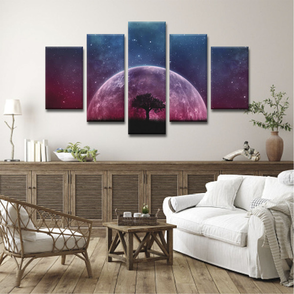 Kit 5 Telas Quadros Decorativos Em Canvas Luar Future - Médio