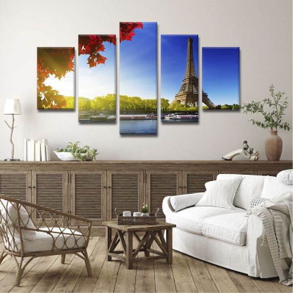 Kit 5 Telas Quadros Decorativos Em Canvas Paris - Grande