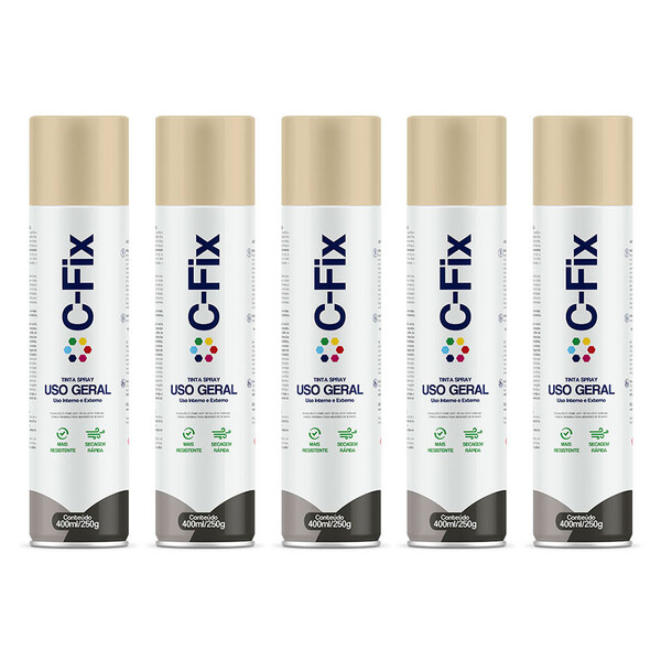 Kit 5 Tintas Spray Bege Uso Geral Interno/externo 400ml Cfix