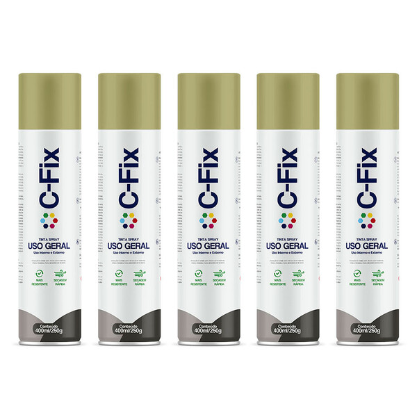 Kit 5 Tintas Spray Dourado Uso Geral Inter/xterno 400ml Cfix