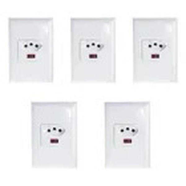 Kit 5 Tomada Bivolt 20a Com Seletor De Voltagem