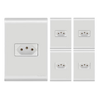 Kit 5 Tomadas 10a 250v Tramontina Liz 4x2 Branca