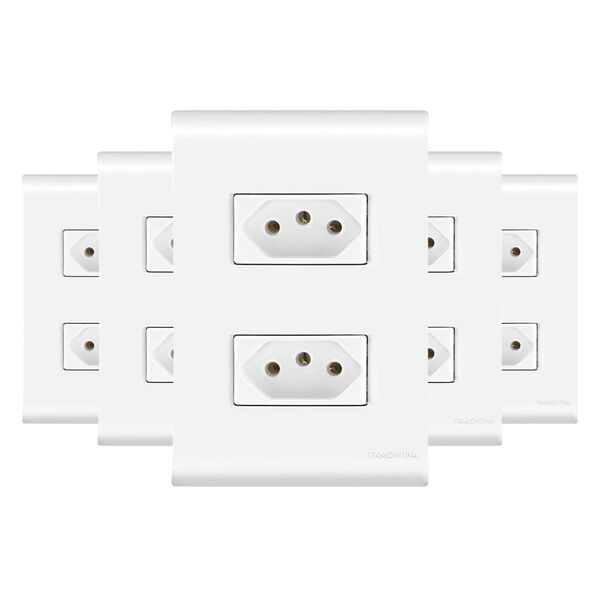 Kit 5 Tomadas Dupla 10a Tramontina Linha Liz Amperes 4x2 3 Pi