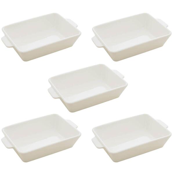 Kit 5 Travessas Porcelana Branca 750ml Lyor Refratários Servi