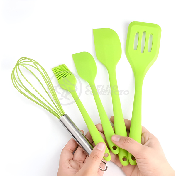 Kit 5 Utensílios Jogo De Cozinha Peças De Silicone Espátulas