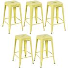 Kit - 5 X Banquetas Altas Iron Tolix - 76 Cm - Amarelo Light