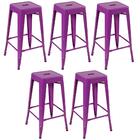 Kit - 5 X Banquetas Altas Iron Tolix - 76 Cm - Roxo