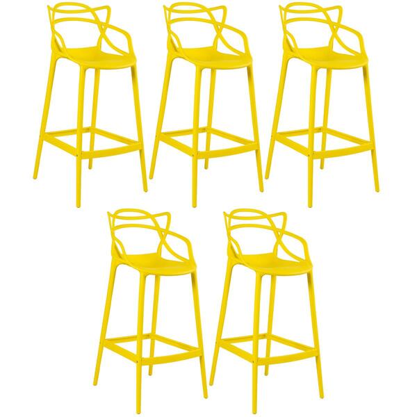 Kit - 5 X Banquetas Altas Masters Allegra - Amarelo