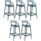Kit - 5 X Banquetas Altas Masters Allegra - Azul Petróleo