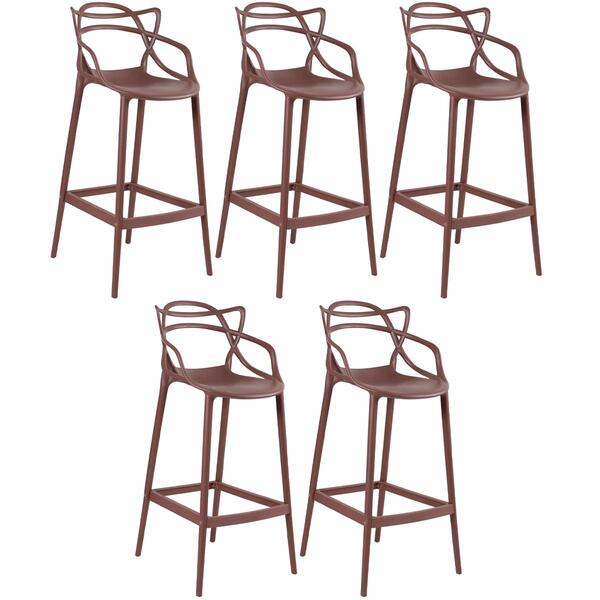 Kit - 5 X Banquetas Altas Masters Allegra - Marrom