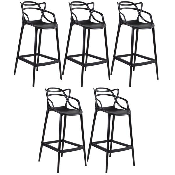 Kit - 5 X Banquetas Altas Masters Allegra - Preto