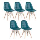 Kit - 5 X Cadeiras Eames Botonê - Madeira Clara - Turquesa