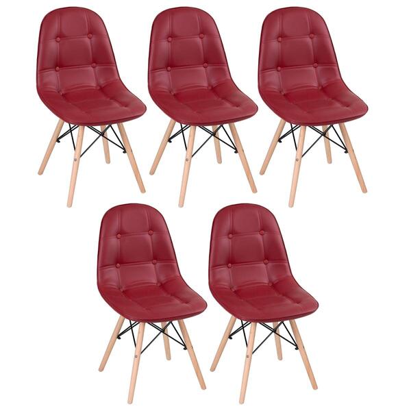 Kit - 5 X Cadeiras Estofadas Eames Eiffel Botonê - Base De Ma