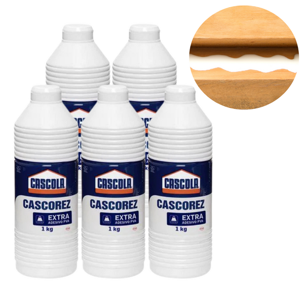 Kit 5und Cola Branca 1kg Cascorez Extra Adesivo Pva Extra