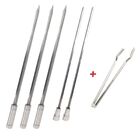 Kit 5x Espetos Inox 40cm Espada, Coração E Pegador De Carnes