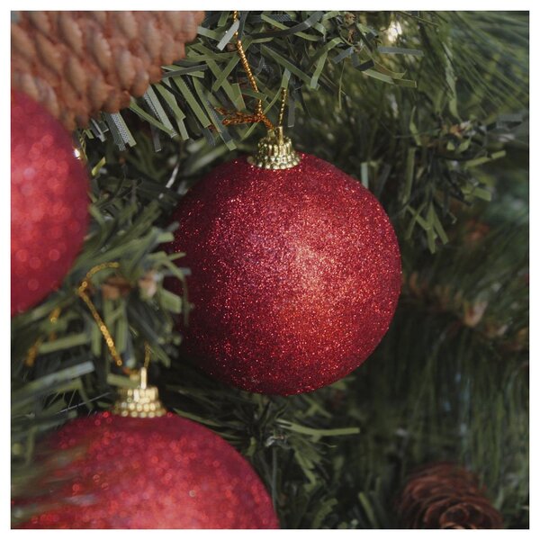 Kit 60 Bolas Enfeite Natalino Árvore Natal Glitter Vermelho 7