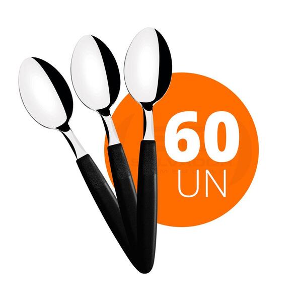Kit - 60 Colheres De Mesa Ipanema Com Lâmina Em Aço Inox Cabo