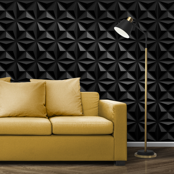 Kit 60 Placas 3d Pvc Preto Decoração Revestimento Premium De