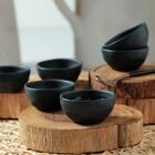 Kit 60 Ramekins 50ml Cerâmica Molheira Orgânico Preto Matte P