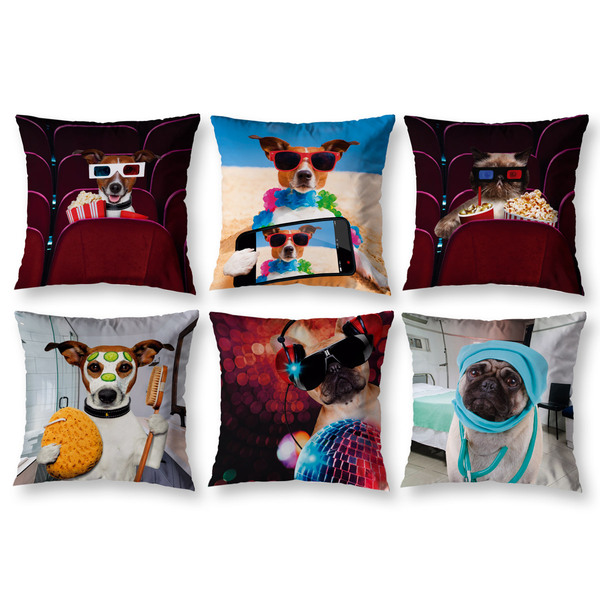 Kit 6 Almofadas Sala Quarto 40cm X 40cm Cachorros Pet