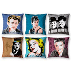 Kit 6 Almofadas Sala Quarto 40cm X 40cm Famosos Artistas Anos