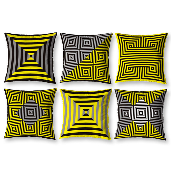 Kit 6 Almofadas Sala Quarto 40cm X 40cm Geométrico Grego